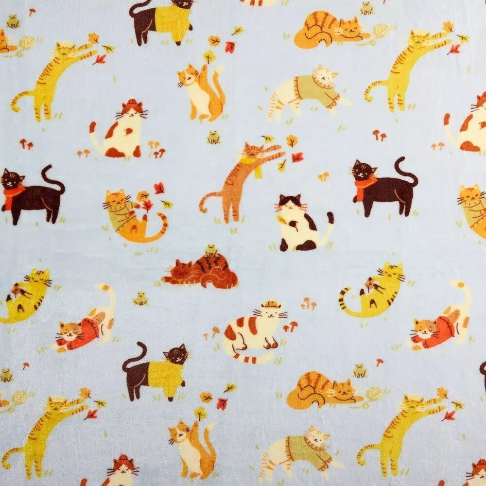 The Big One Multicolor playful Cats Throw Blanket 5ft x 6 ft New